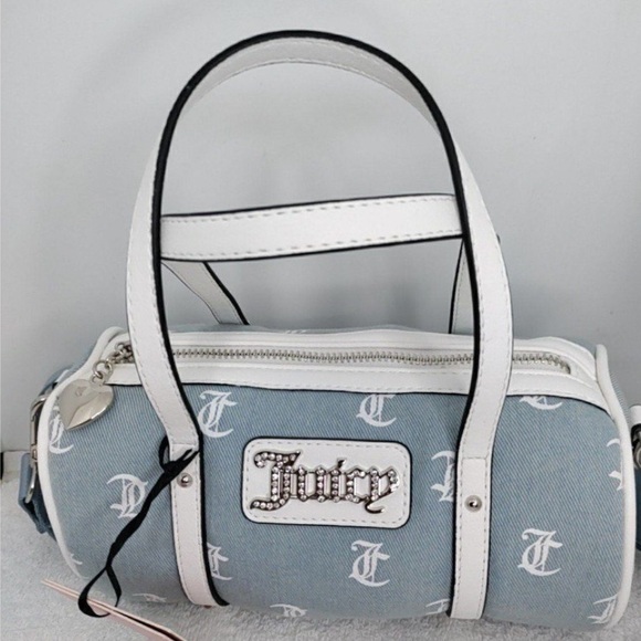 NWT Juicy Couture Queen Of Everything Mini Barrel Bag Denim Logo $79 - Picture 4 of 5